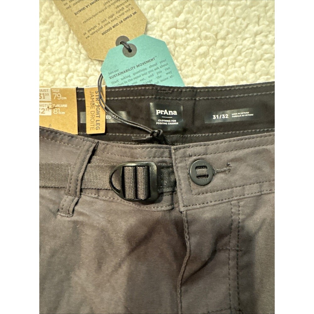 NEW Prana Zion II Pants Men's 31x32 Stretch Relaxed Fit Cargo Dark Iron Straight - Picture 3 of 7